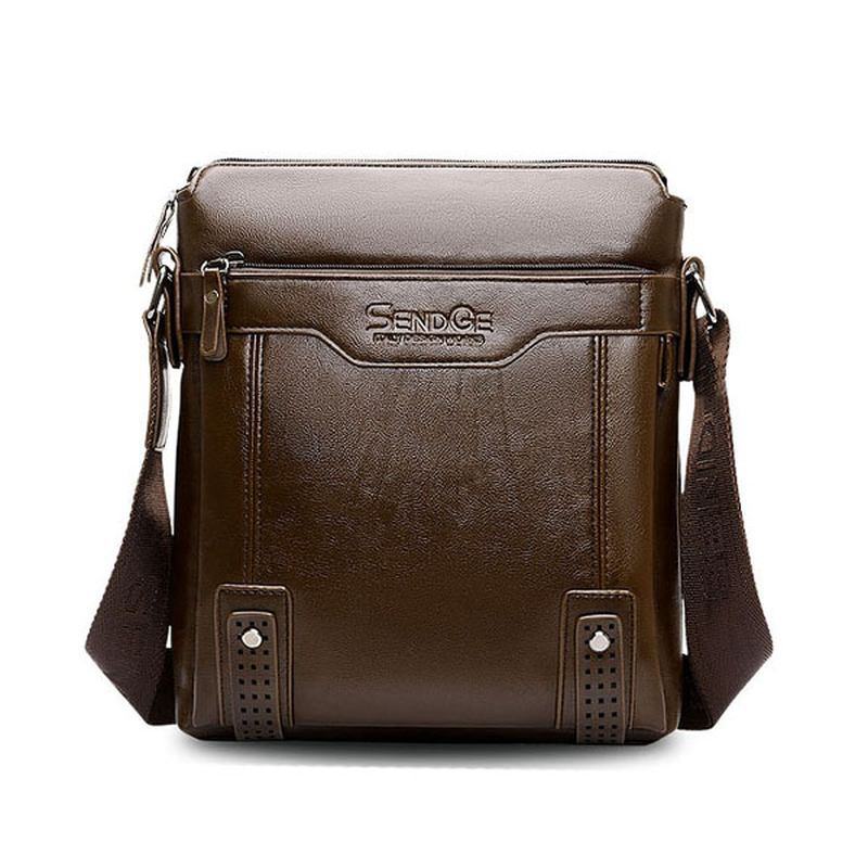 Män Business Messenger Bag Solid Crossbody Axelväska