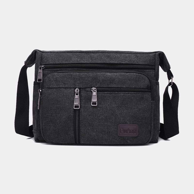 Män Canvas Enkel Axelväska Med Stor Kapacitet Crossbody-väska För Resor