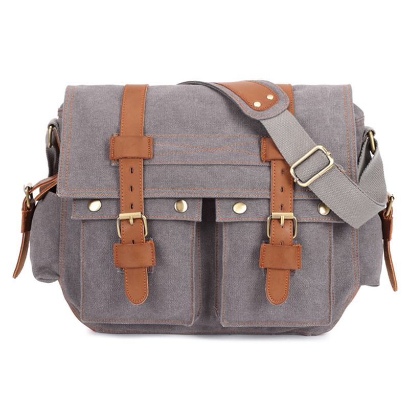 Män Canvas Microfibric Läder Casual Outdoor Messenger Shoulder Bag