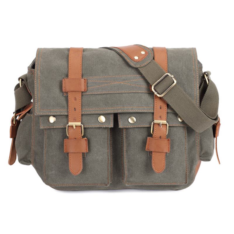 Män Canvas Microfibric Läder Casual Outdoor Messenger Shoulder Bag