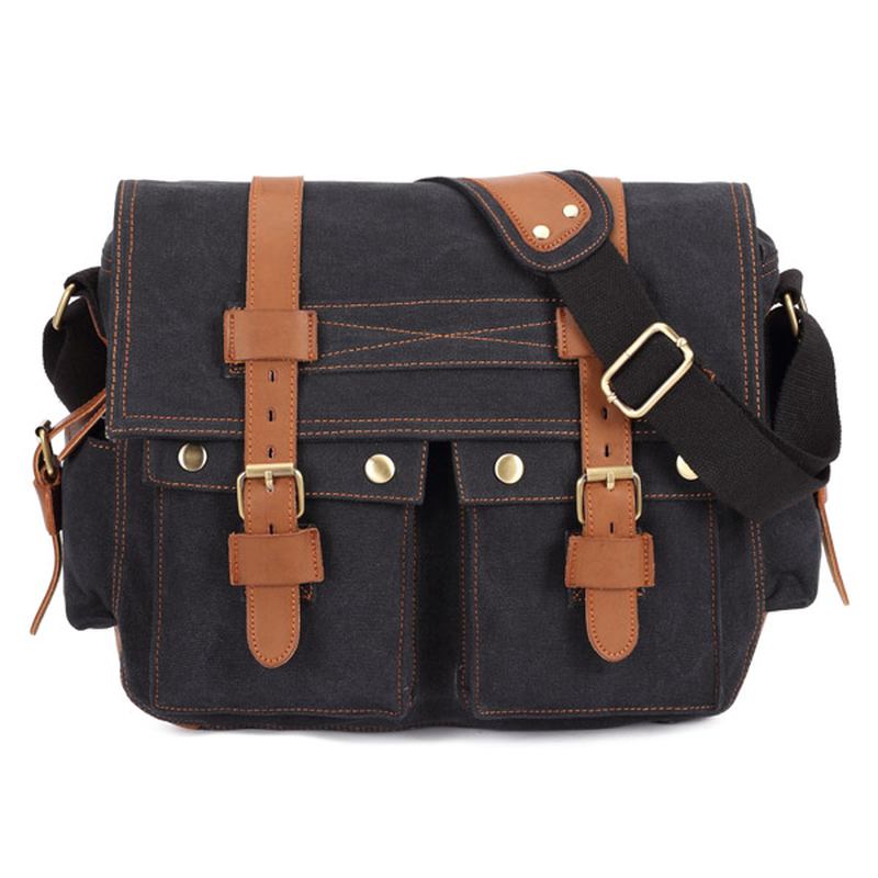 Män Canvas Microfibric Läder Casual Outdoor Messenger Shoulder Bag