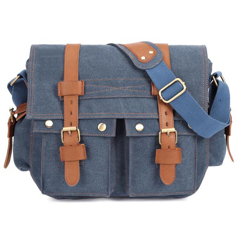 Män Canvas Microfibric Läder Casual Outdoor Messenger Shoulder Bag