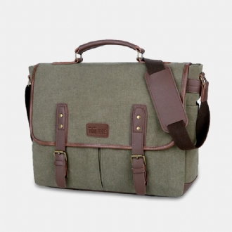 Män Canvas Multi-pocket Slitbeständig Vintage Business Messenger Bag Laptopväska Crossbody Bag Handväska