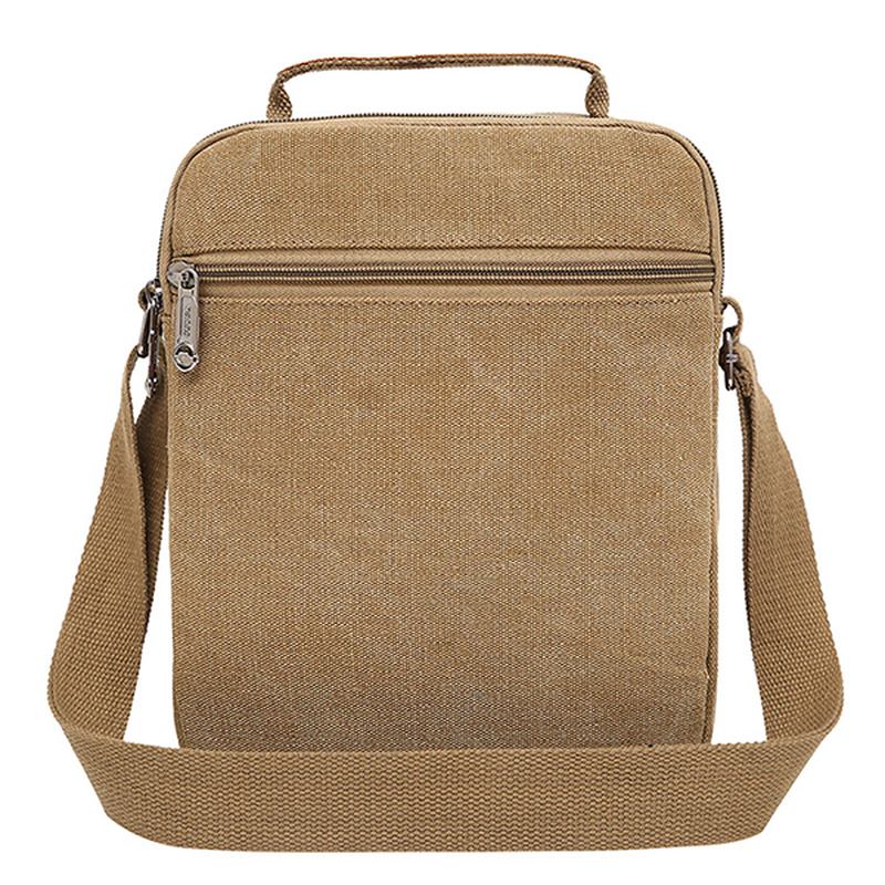 Män Canvas Sling Bag Messenger Bag Small Travel Crossbody Bag Passar 9.7-tums Ipad