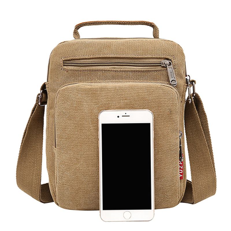 Män Canvas Sling Bag Messenger Bag Small Travel Crossbody Bag Passar 9.7-tums Ipad