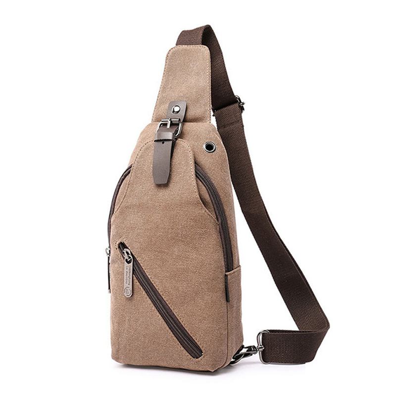 Män Canvas Sling Bag Outdoor Sport Casual Chest Pack Crossbody Swagger Bag