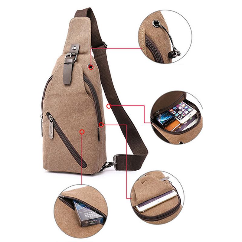 Män Canvas Sling Bag Outdoor Sport Casual Chest Pack Crossbody Swagger Bag