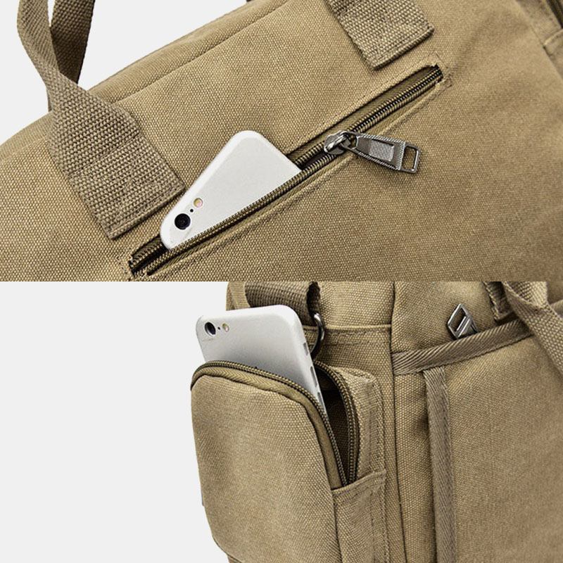 Män Canvas Stor Kapacitet Multi-pocket Casual 13.3 Tums Laptopväska Crossbody-väskor Axelväska Portfölj