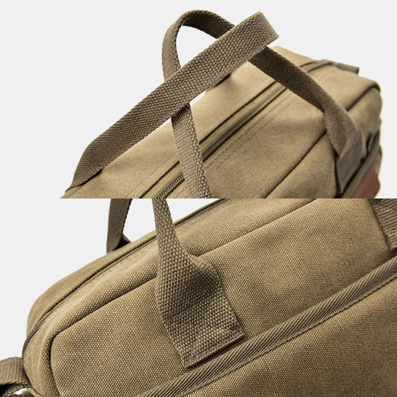 Män Canvas Stor Kapacitet Multi-pocket Casual 13.3 Tums Laptopväska Crossbody-väskor Axelväska Portfölj