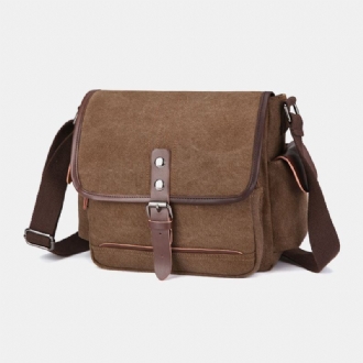 Män Canvas Stor Kapacitet Vattentät Vintage Laptop Messenger Bag Axelväska Crossbody Bag