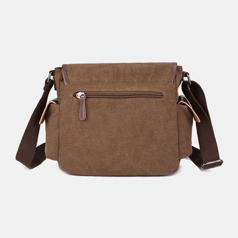 Män Canvas Stor Kapacitet Vattentät Vintage Laptop Messenger Bag Axelväska Crossbody Bag