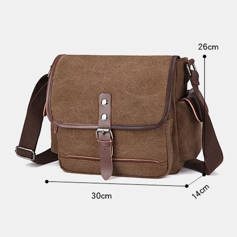 Män Canvas Stor Kapacitet Vattentät Vintage Laptop Messenger Bag Axelväska Crossbody Bag