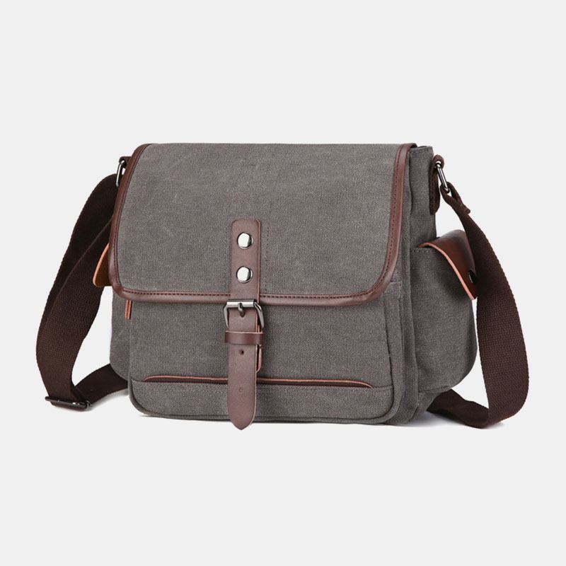 Män Canvas Stor Kapacitet Vattentät Vintage Laptop Messenger Bag Axelväska Crossbody Bag