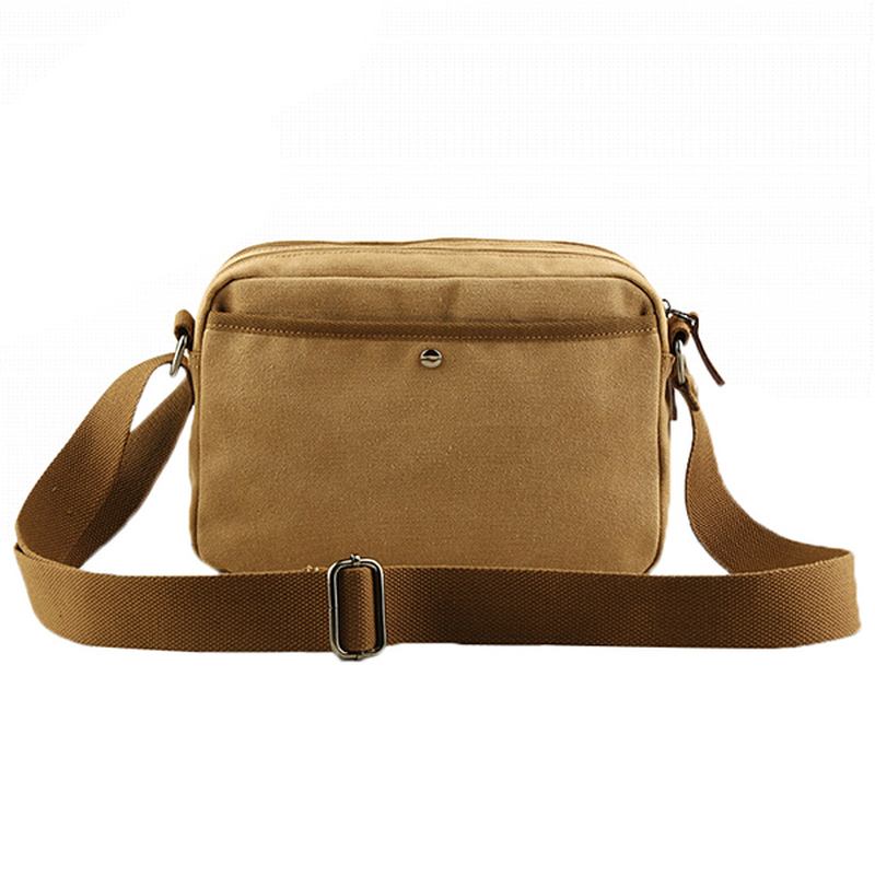 Män Canvas Vintage Fritid Crossbody-väska Solid Horisontell Axelväska Weekendväska