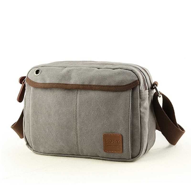 Män Canvas Vintage Fritid Crossbody-väska Solid Horisontell Axelväska Weekendväska