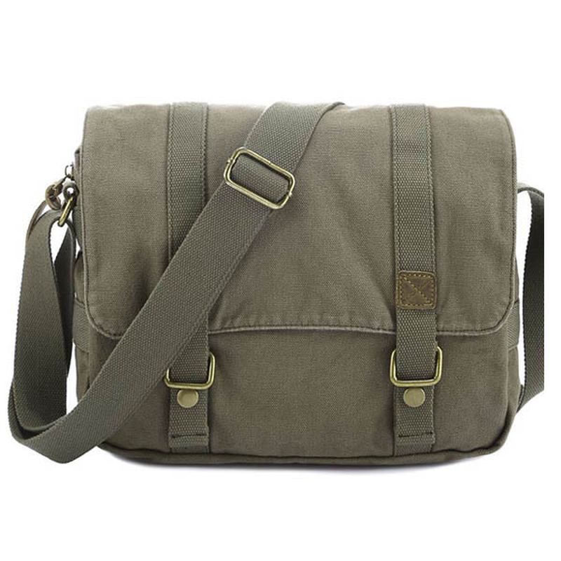 Män Casual Canvas Kohud Stor Crossbody Axelväska