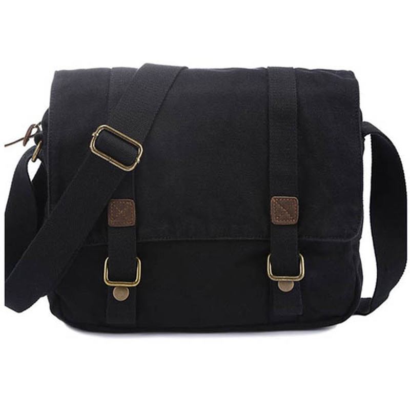 Män Casual Canvas Kohud Stor Crossbody Axelväska