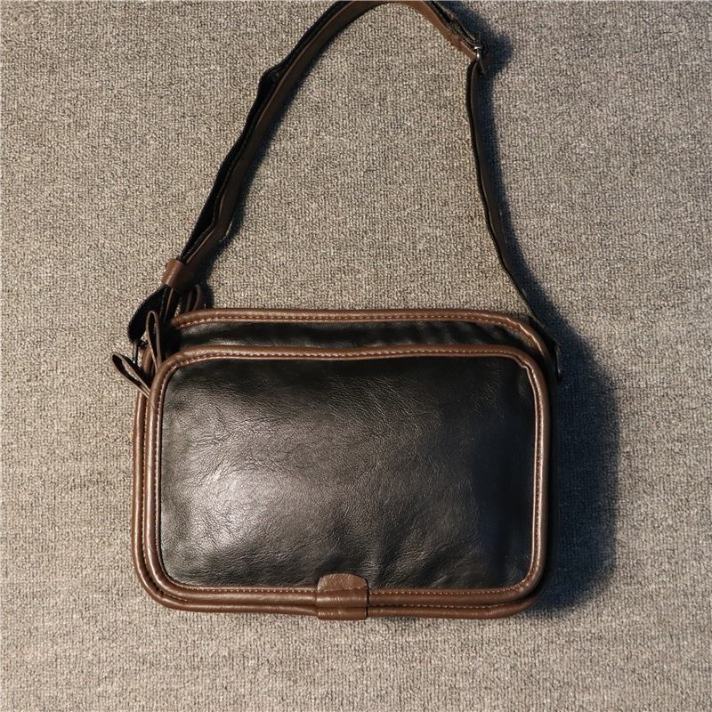 Män Casual Soft Leather Back Anti-theft Pocket Crossbody Bags Messenger Shoulder Bag