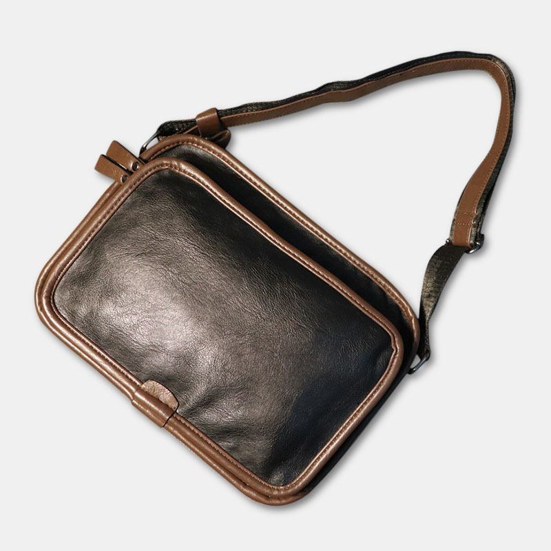 Män Casual Soft Leather Back Anti-theft Pocket Crossbody Bags Messenger Shoulder Bag