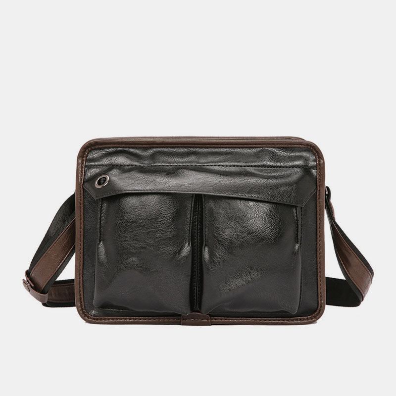 Män Dubbellager Crossbody-väskor Med Flera Fickor Mode Casual Hörlurshål Design 14-tums Bärbar Datorväska Axelväska