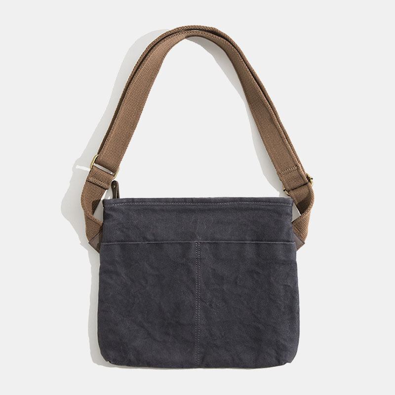 Män Enkel Oil Wax Canvas Messenger Bag Vattentät Förstärkt Polyester Webbing Crossbody Bag Axelväska