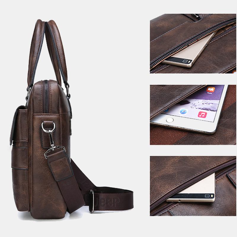 Män Konstläder Vintage Business Bag Messenger Bag Crossbody Bag Office Work