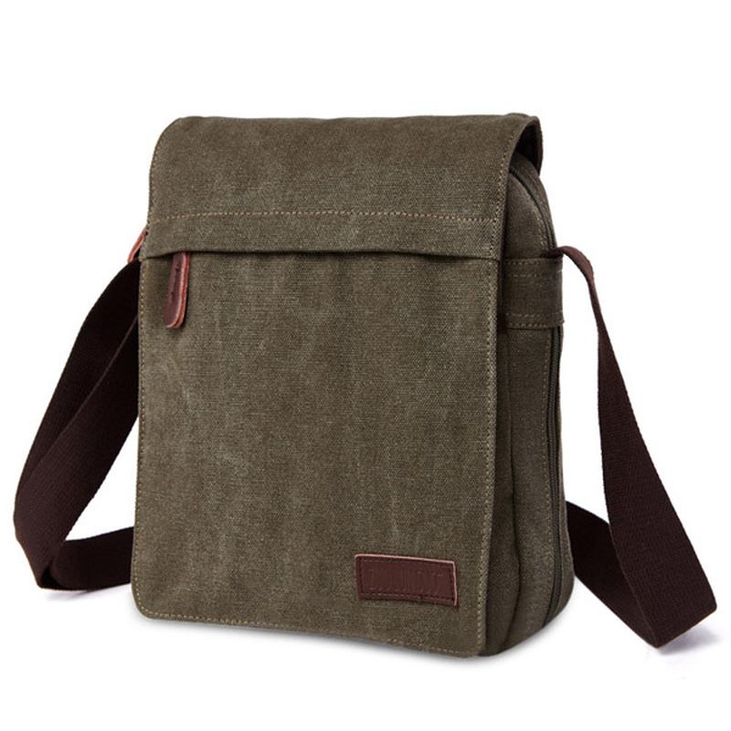 Män Kvinnor Canvas Fritid Multi Pocket Crossboby Bag Kapacitet Axelväska