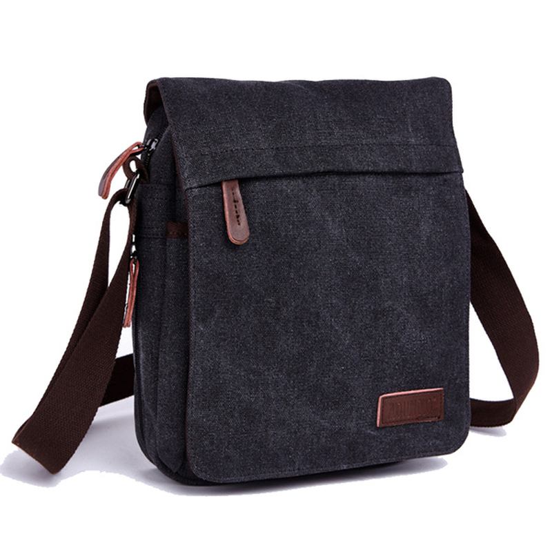 Män Kvinnor Canvas Fritid Multi Pocket Crossboby Bag Kapacitet Axelväska