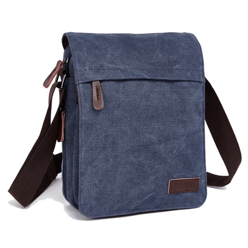 Män Kvinnor Canvas Fritid Multi Pocket Crossboby Bag Kapacitet Axelväska