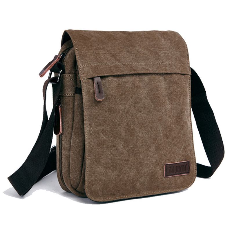 Män Kvinnor Canvas Fritid Multi Pocket Crossboby Bag Kapacitet Axelväska