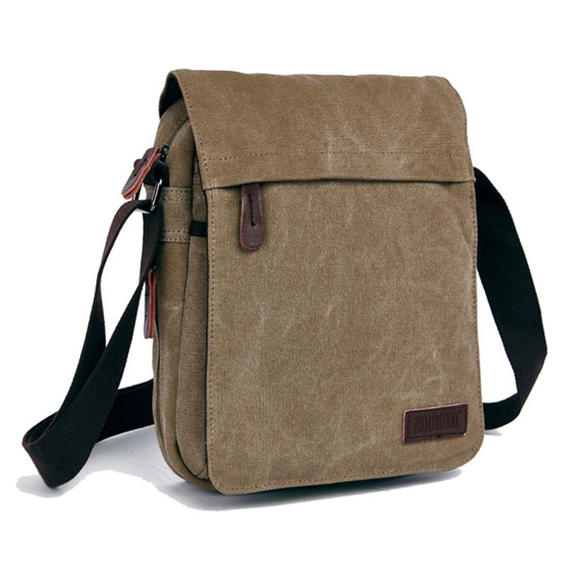 Män Kvinnor Canvas Fritid Multi Pocket Crossboby Bag Kapacitet Axelväska