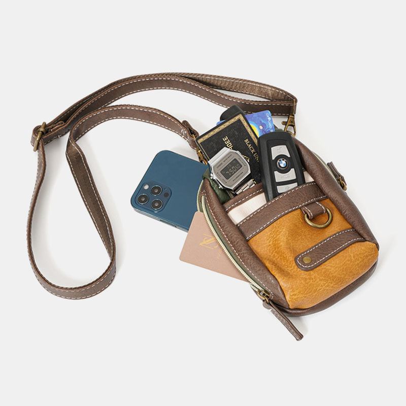 Män Minisömmar Färg Casual Crossbody-väskor Avtagbar Axelrem All-match 6.5 Tums Telefonväska