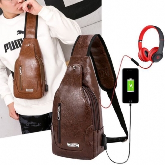 Män Multifunktionell Usb Crossbody-väska Bröstväska Axelväska Business Outdoor