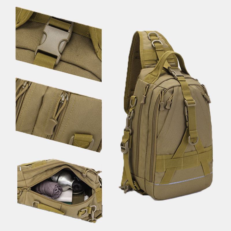 Män Oxford Camo Multifunktion Vattentät Utomhussport Ridning Taktisk Axelväska Crossbody-väska Bröstväska