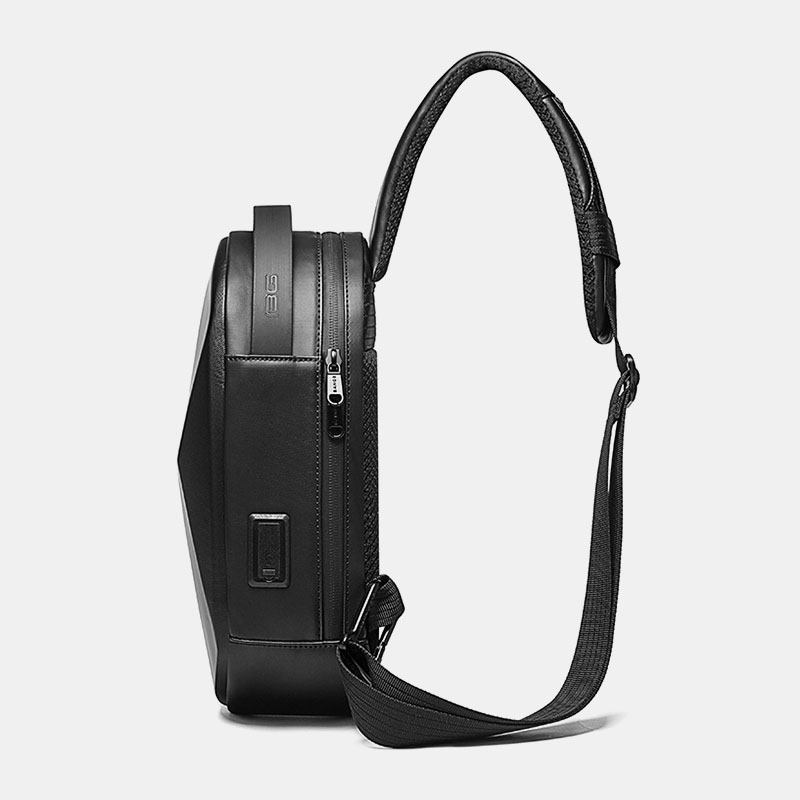 Män Oxford Stöldskydd Usb Laddning Polyeder Vattentät Outdoor Crossbody Bag Bröstväska Sling Bag