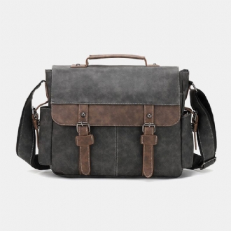 Män Pu-läder Flap-over Crossbody-väskor Med Stor Kapacitet Casual Mode Messenger-väska Med Flera Fickor Handväska Axelväska