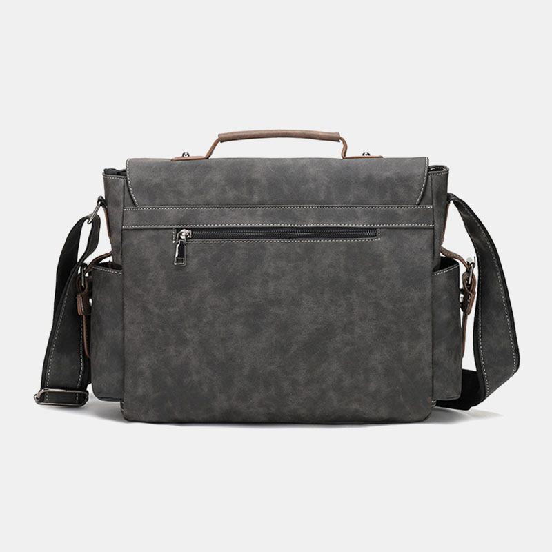 Män Pu-läder Flap-over Crossbody-väskor Med Stor Kapacitet Casual Mode Messenger-väska Med Flera Fickor Handväska Axelväska