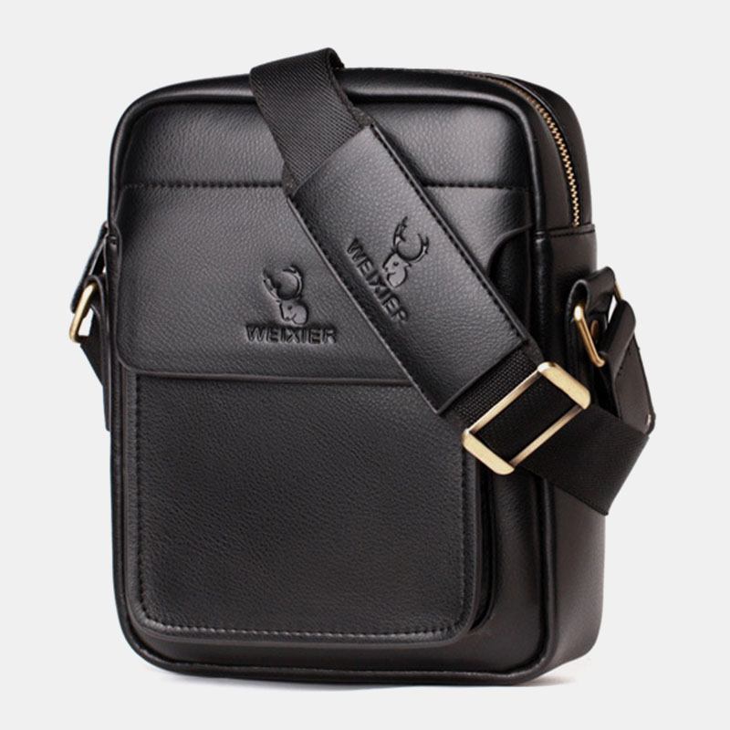 Män Pu-läder Flerfack Slitstark Crossbody-väska Axelväska Business Casual 6.3 Tums Telefonväska