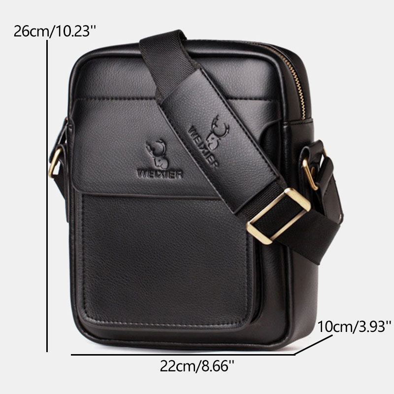 Män Pu-läder Flerfack Slitstark Crossbody-väska Axelväska Business Casual 6.3 Tums Telefonväska