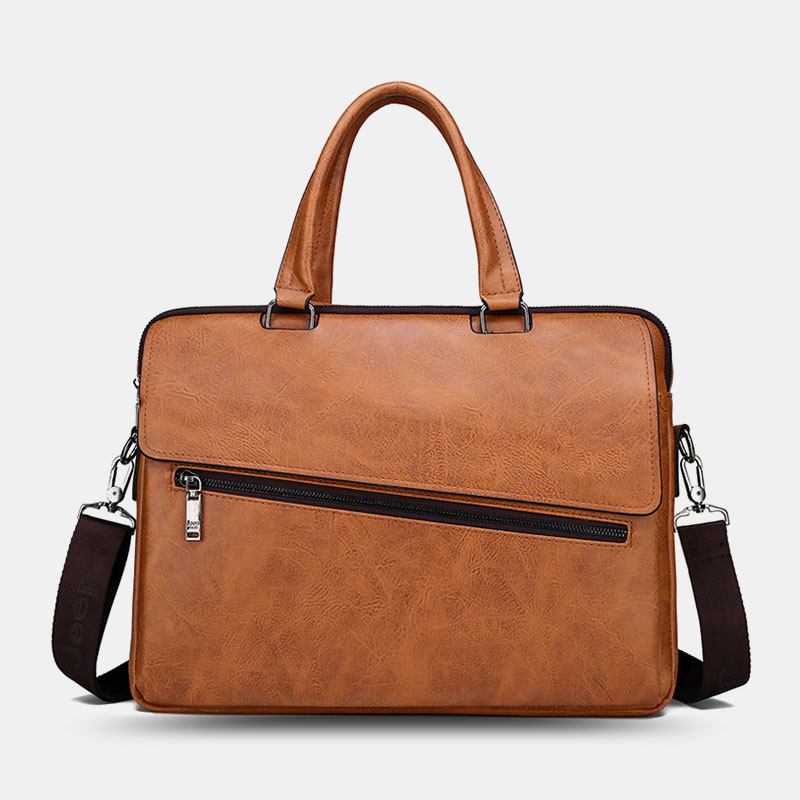 Män Pu Läder Multifunktion Stöldskydd Vintage Business Messenger Bag Crossbody Bag Handväska Axelväska