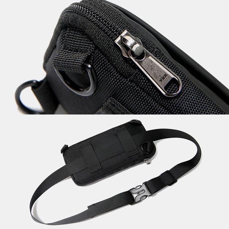 Män Pu-läder Multifunktion Stor Kapacitet Casual Mini-telefonväska Midjeväska Axelväska Crossbody-väska