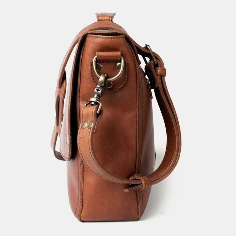 Män Pu-läder Multifunktion Vintage 15.6 Tums Stöldskyddad Bärbar Portfölj Messenger Bag Crossbody-väska