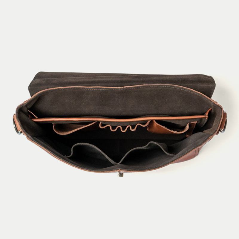 Män Pu-läder Multifunktion Vintage 15.6 Tums Stöldskyddad Bärbar Portfölj Messenger Bag Crossbody-väska