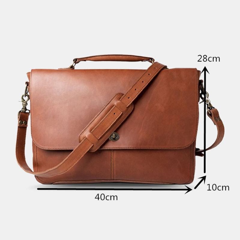 Män Pu-läder Multifunktion Vintage 15.6 Tums Stöldskyddad Bärbar Portfölj Messenger Bag Crossbody-väska