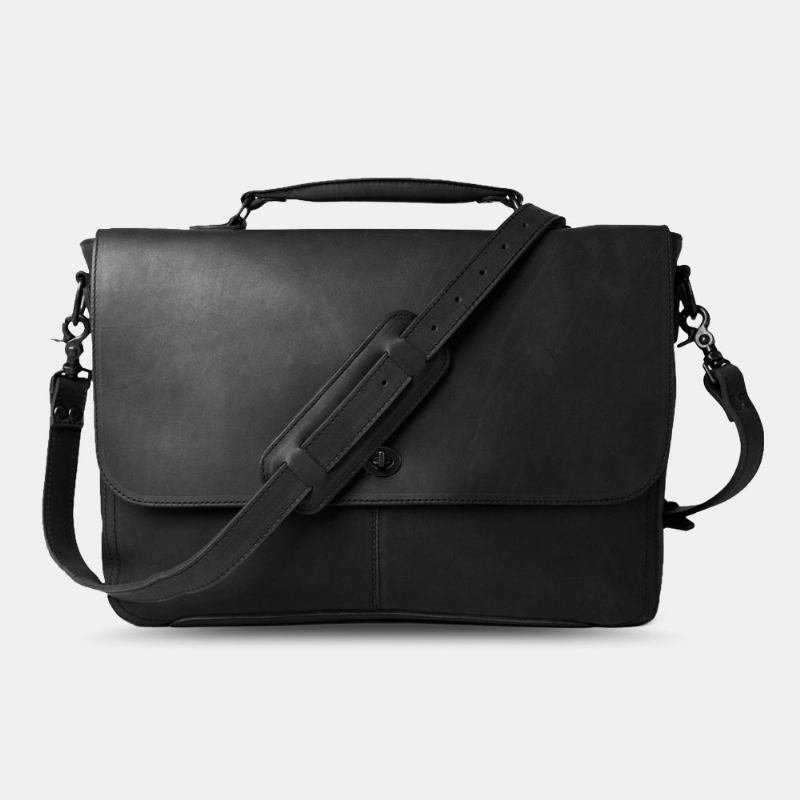 Män Pu-läder Multifunktion Vintage 15.6 Tums Stöldskyddad Bärbar Portfölj Messenger Bag Crossbody-väska