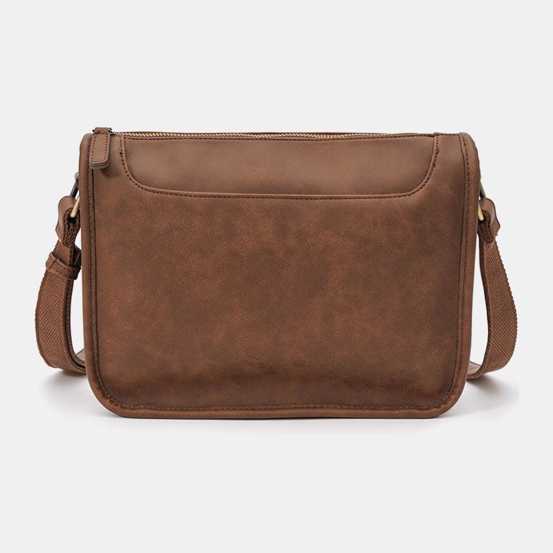 Män Pu-läder Stor Kapacitet Vintage 6.3 Tums Telefonväska Messenger Bag Crossbody-väskor Axelväska