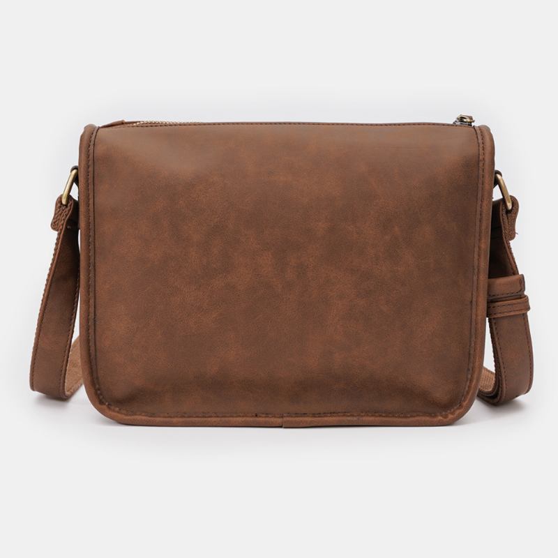 Män Pu-läder Stor Kapacitet Vintage 6.3 Tums Telefonväska Messenger Bag Crossbody-väskor Axelväska