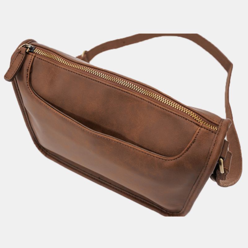 Män Pu-läder Stor Kapacitet Vintage 6.3 Tums Telefonväska Messenger Bag Crossbody-väskor Axelväska