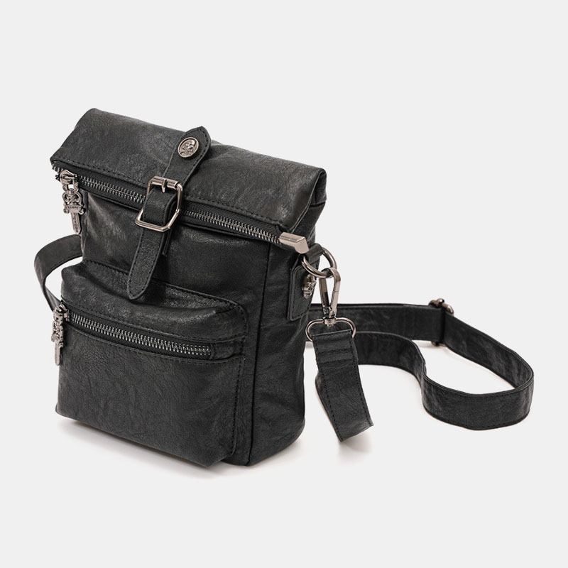 Män Pu-läder Vintage 6.3 Tums Telefonväska Small Crossbody-väskor Axelväska