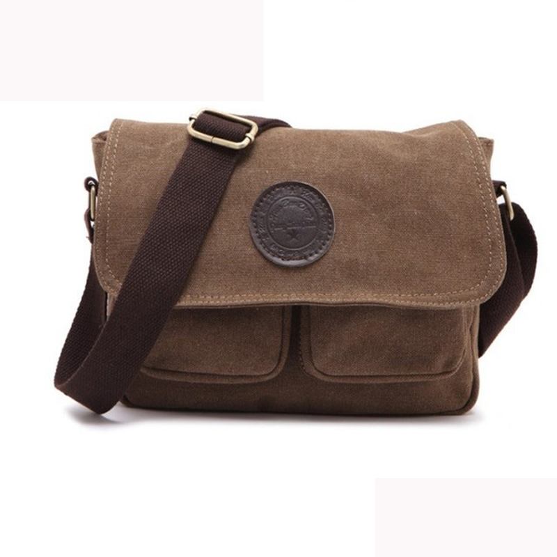 Män Retro Crossbody Bag Canvas Axelväska Messenger